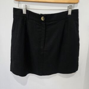 Francesca’s Veronica Twill A-Line Mini Skirt Black Pockets [M]